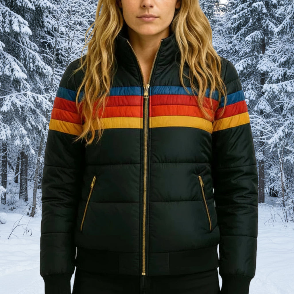 Élise™ | Veste Matelassée Rayée Rétro