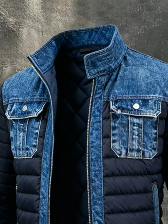 Béranger™ | Veste matelassée à détails denim raffinés